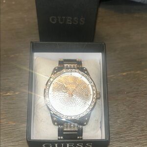 Guess Silver and Gold Crystal Embellished Watch